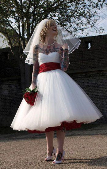 1950s Wedding Dress,Tea Length Wedding Dress,Rockabilly Wedding Dress