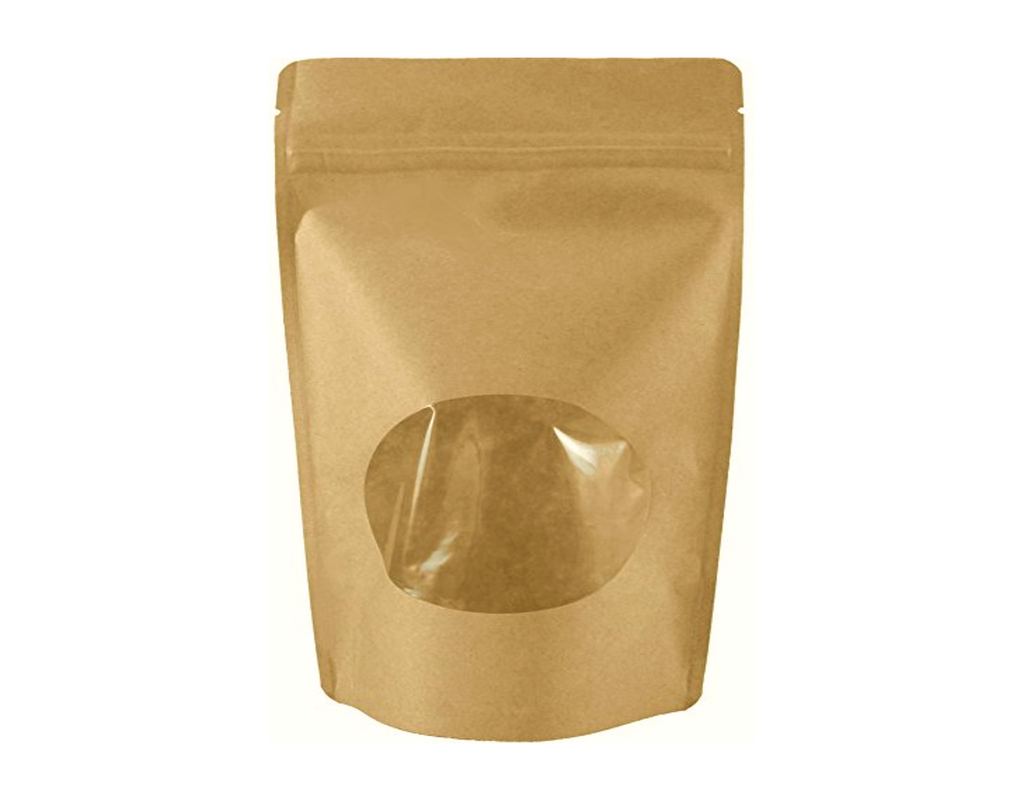 8 Oz Kraft Paper Stand Up Pouch with Viewing Window (500/Case ...