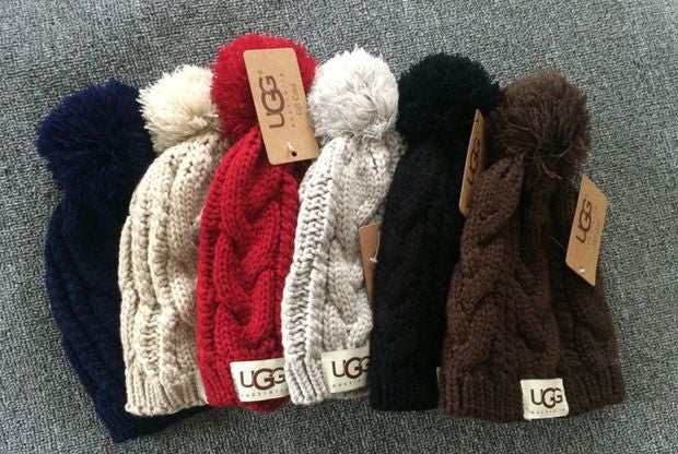 UGG Fashion Solid Color Winter Knit Wool Beanies Hat Cap