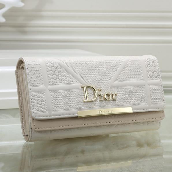 Dior Women Leather Buckle Wallet Purse