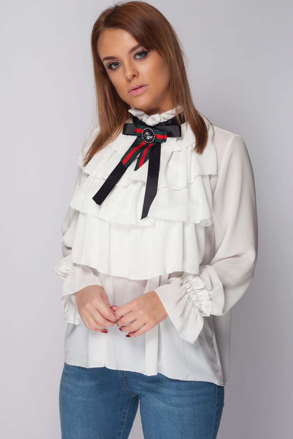 gucci inspired ruffle blouse