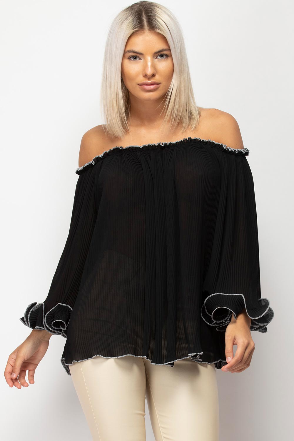 black bardot style top