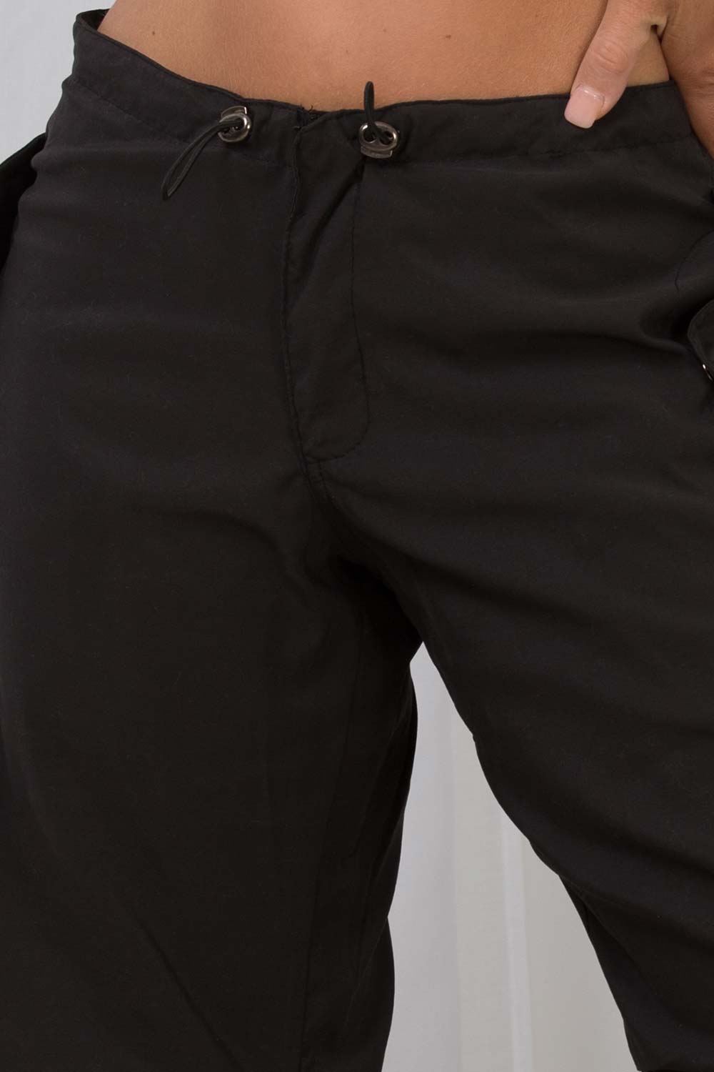 Women's Black Cargo Pants With Toggle Detail Styledup.co.uk