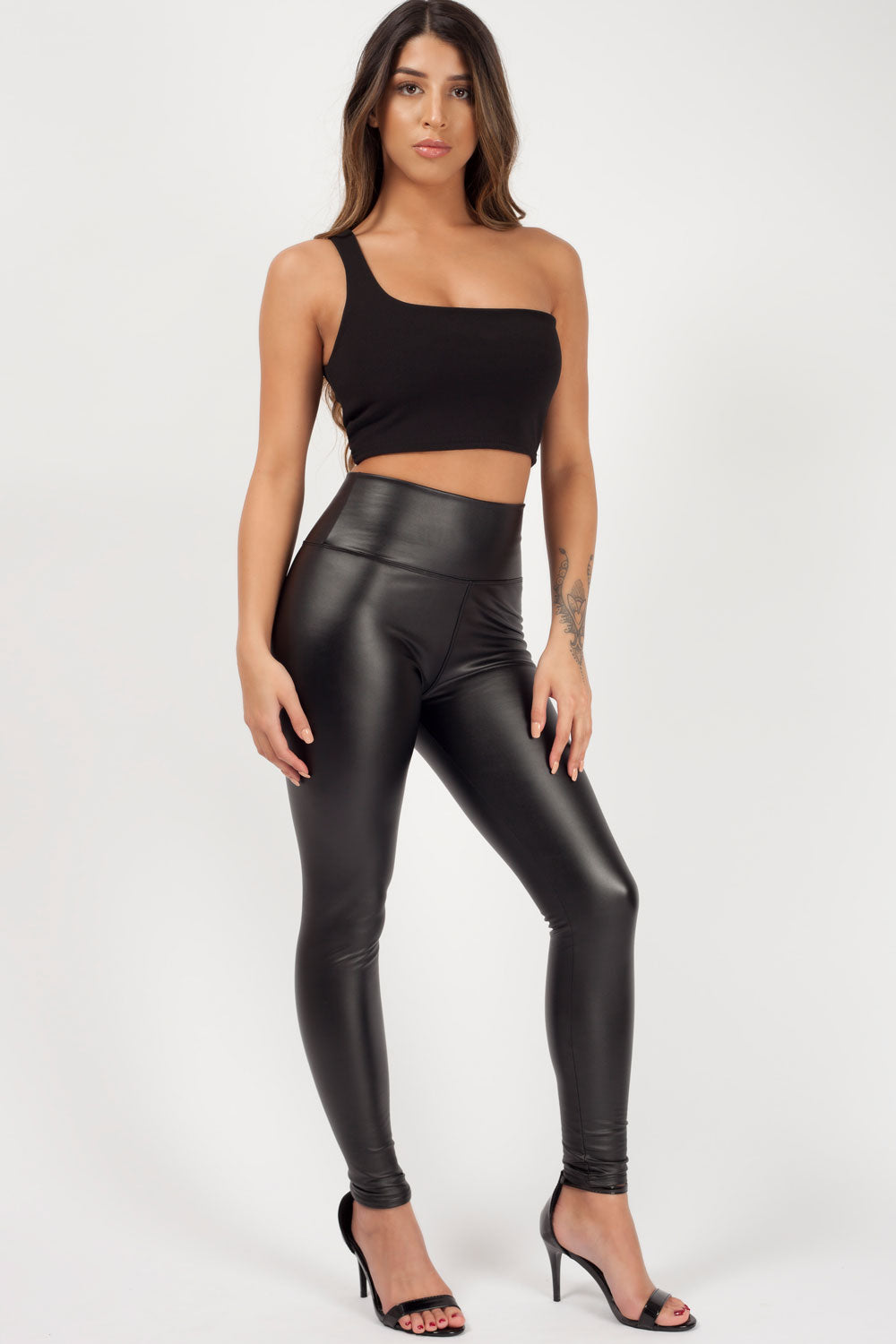Black High Waisted Faux Leather Leggings- Shop Kendry Collection Boutique