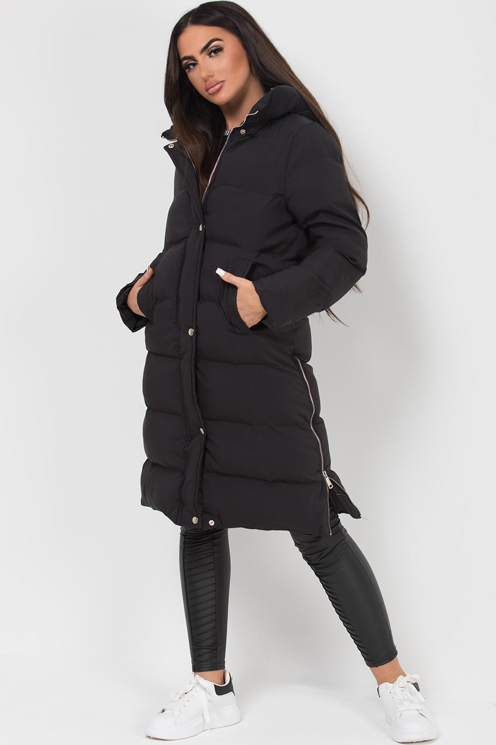 Women's Long Puffer Padded Hooded Coat 