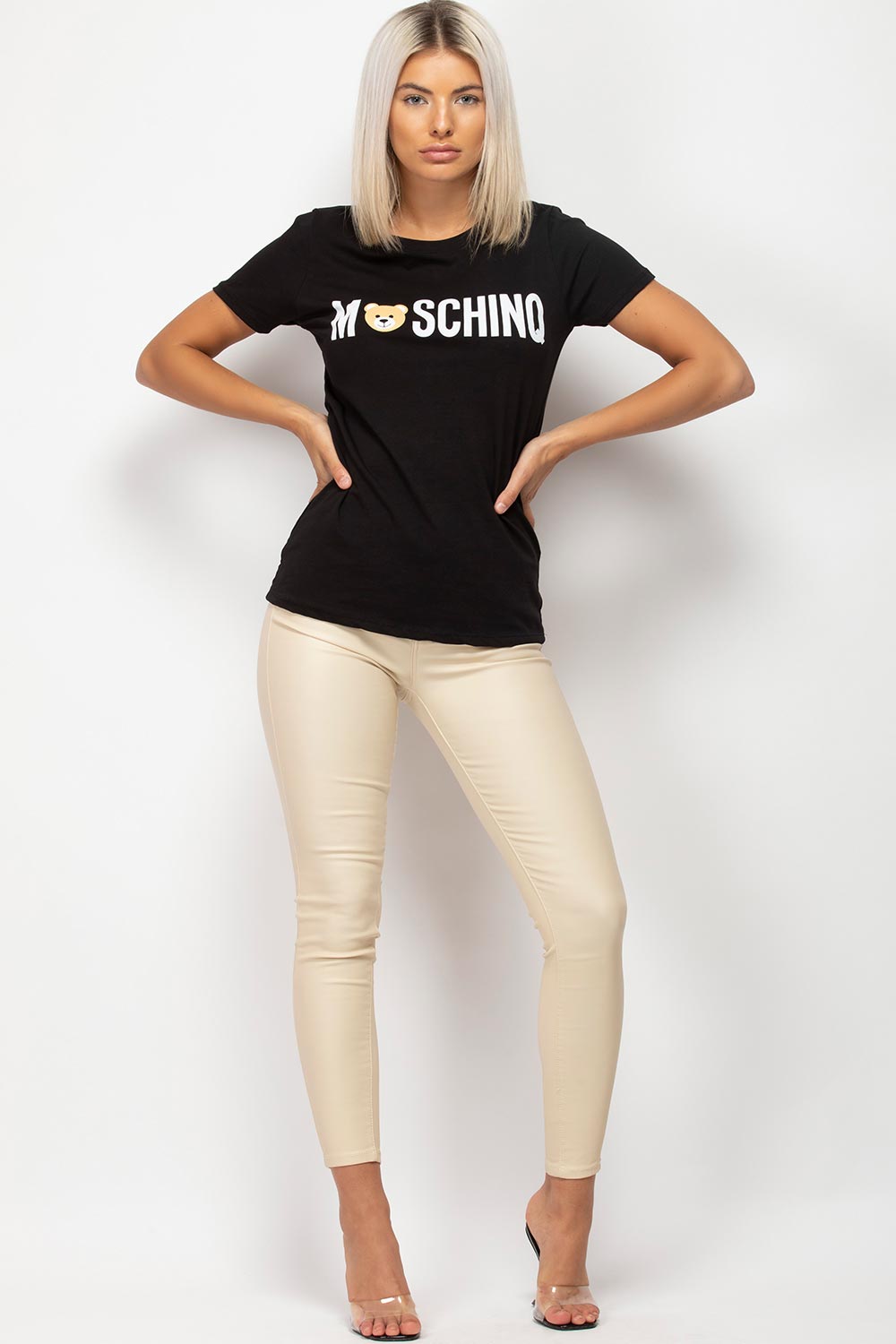 Womens Black Moschino Inspired T Shirt 