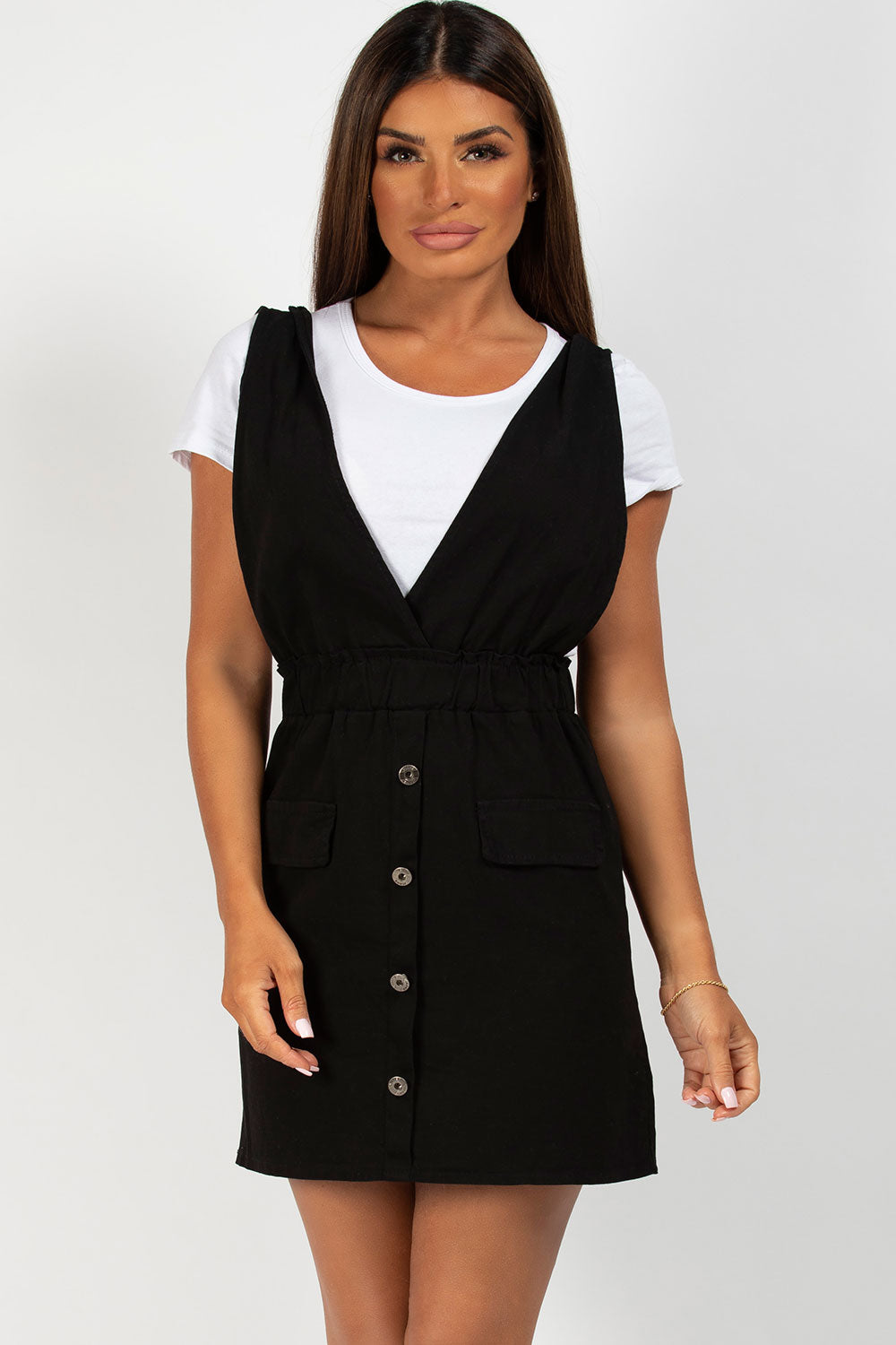 black pinafore dress long