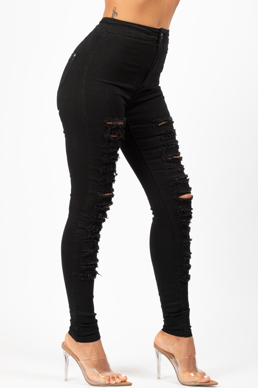 Womens Black Ripped Skinny Jeans High Waisted – Styledup.co.uk