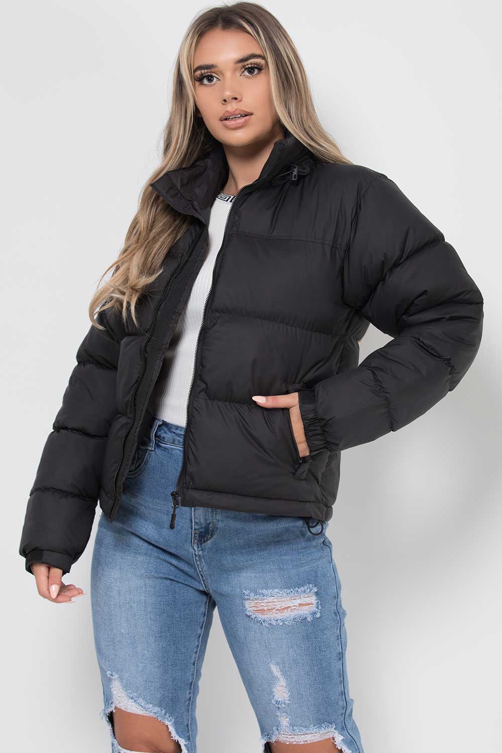 Women's Black Puffer Jacket North Face Inspired – Styledup.co.uk