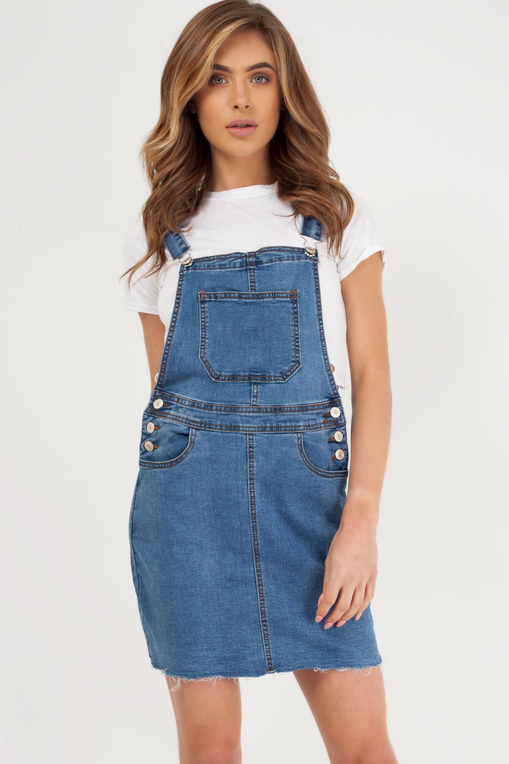 cheap denim pinafore dress