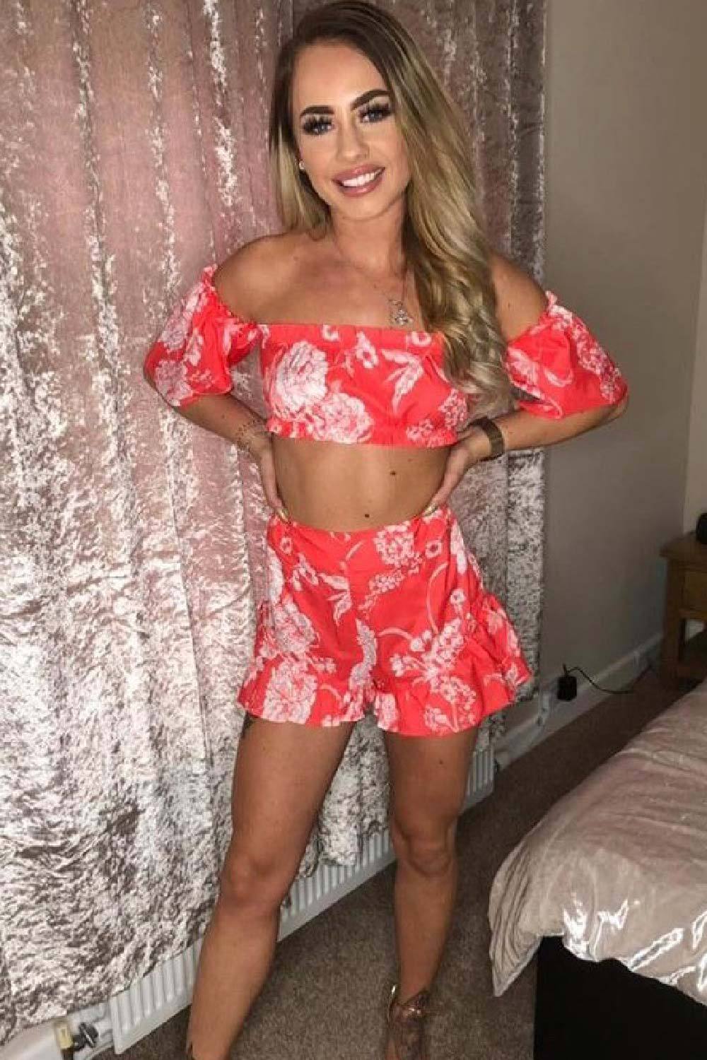 red shorts co ord