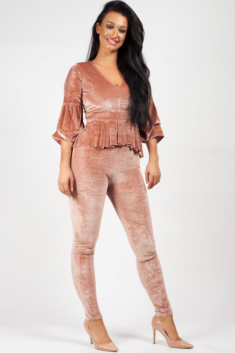 pink velour tracksuit set