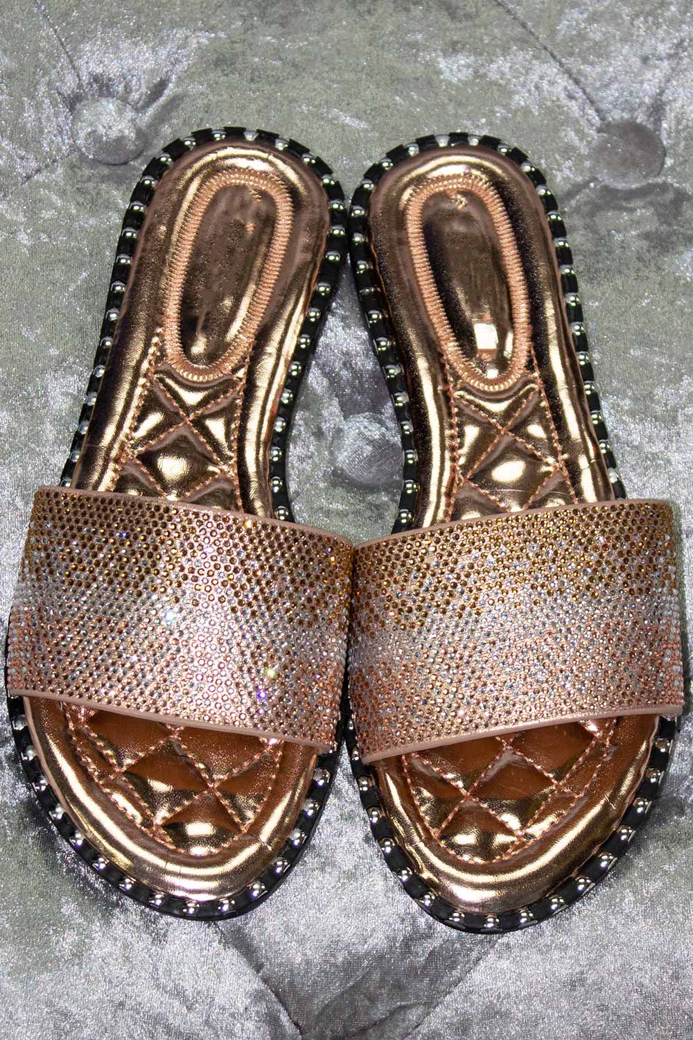 diamante sliders rose gold