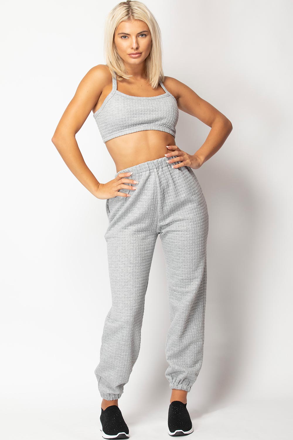 Womens Grey Quilted Joggers And Top Loungewear Set – Styledup.co.uk