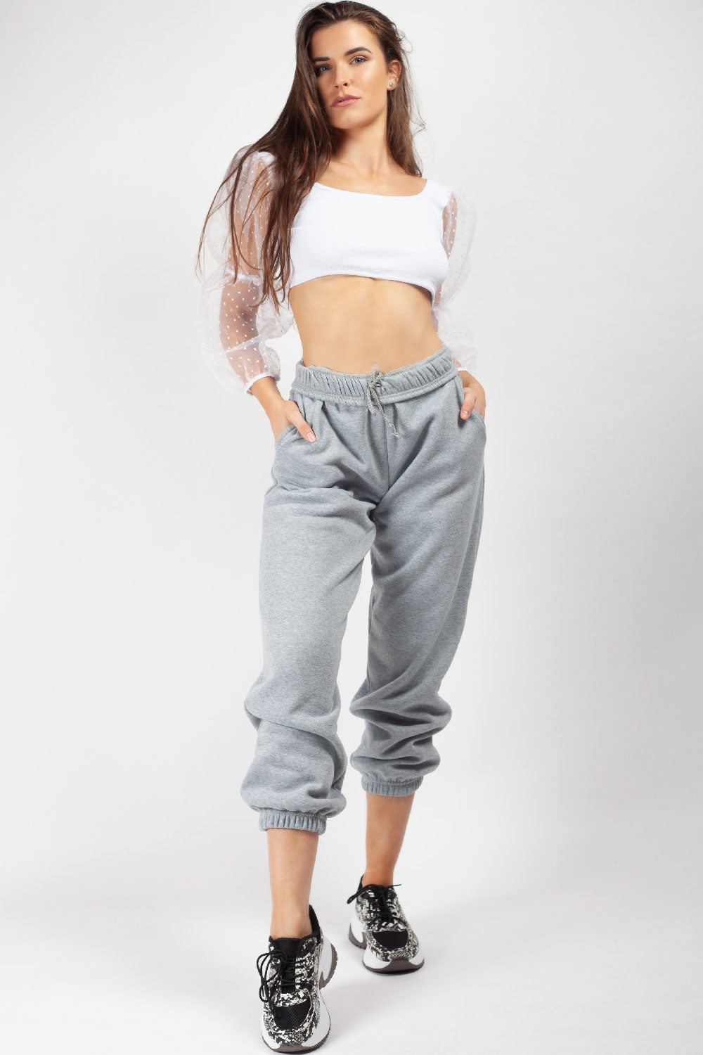 Grey High Waisted Joggers – Styledup.co.uk