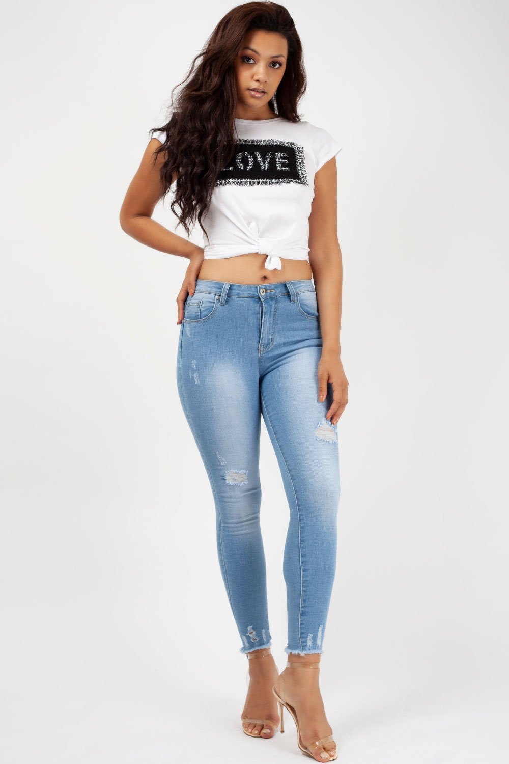 Light Blue Skinny Ripped Jeans Promotions