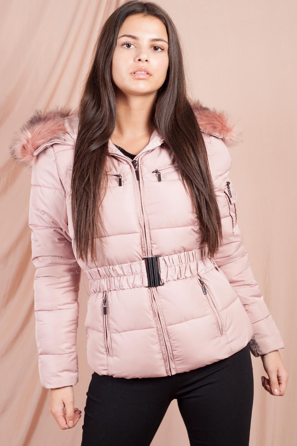 womens pink puffer jacket