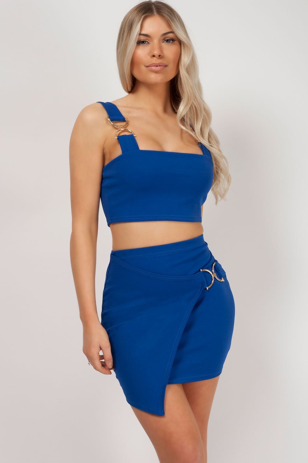 Gold Buckle Crop Top And Wrap Skirt Co-Ord Set – Styledup.co.uk