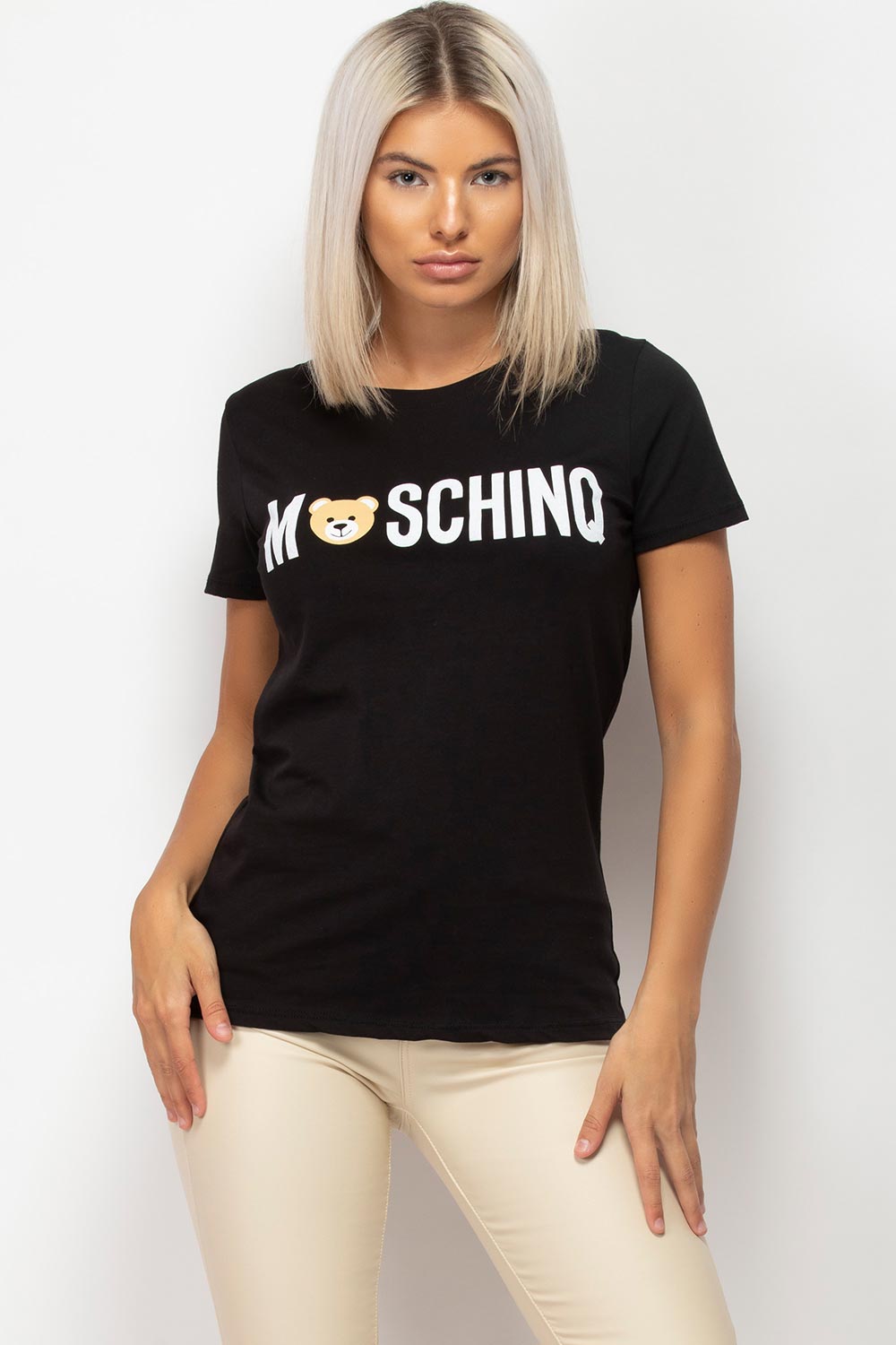 Womens Black Moschino Inspired T Shirt 