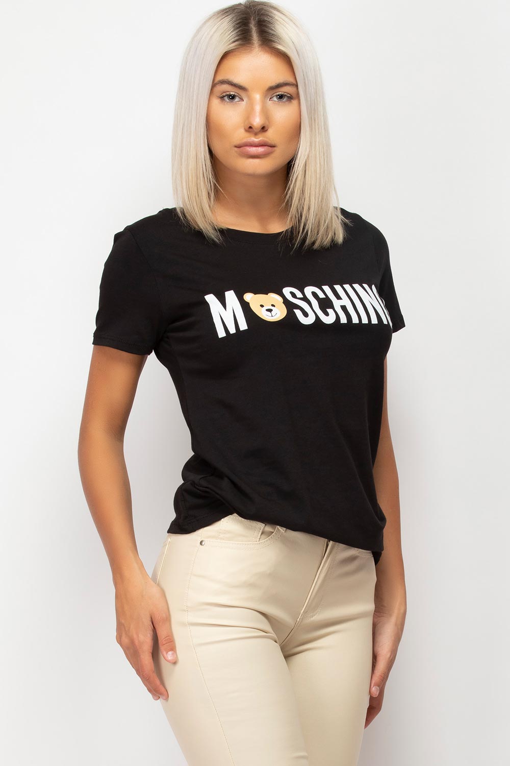 Womens Black Moschino Inspired T Shirt 