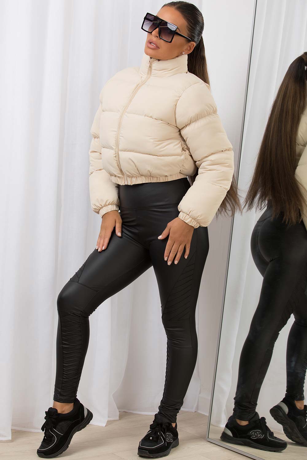 Crop Puffer Padded Jacket Off White – Styledup.co.uk