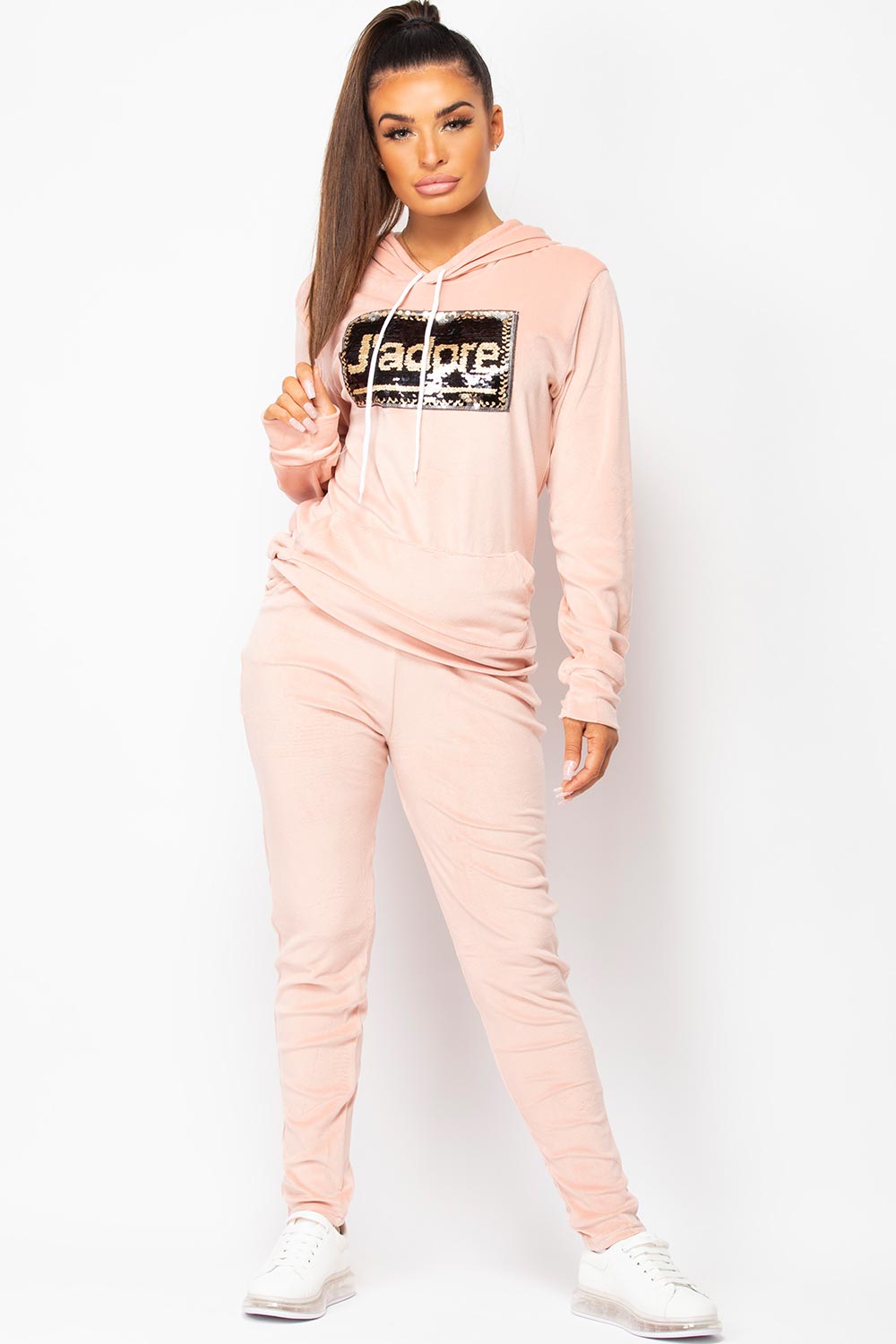 womens pink tracksuit set