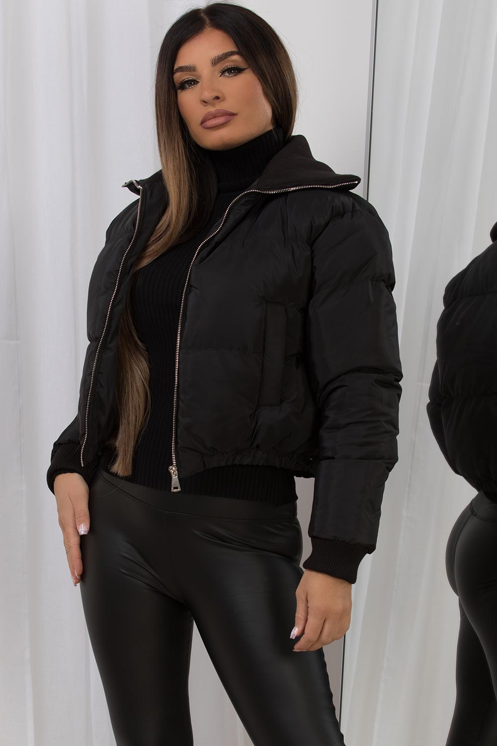 Womens Black Crop Puffer Jacket – Styledup.co.uk