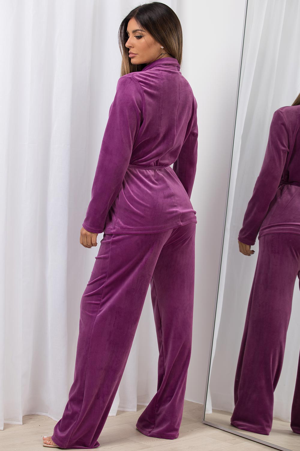 Women's Velour Loungewear Co Ord Two Piece Set Purple – Styledup.co.uk