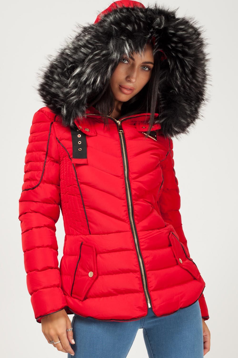 Fur Hooded Quilted Puffer Coat – Styledup.co.uk