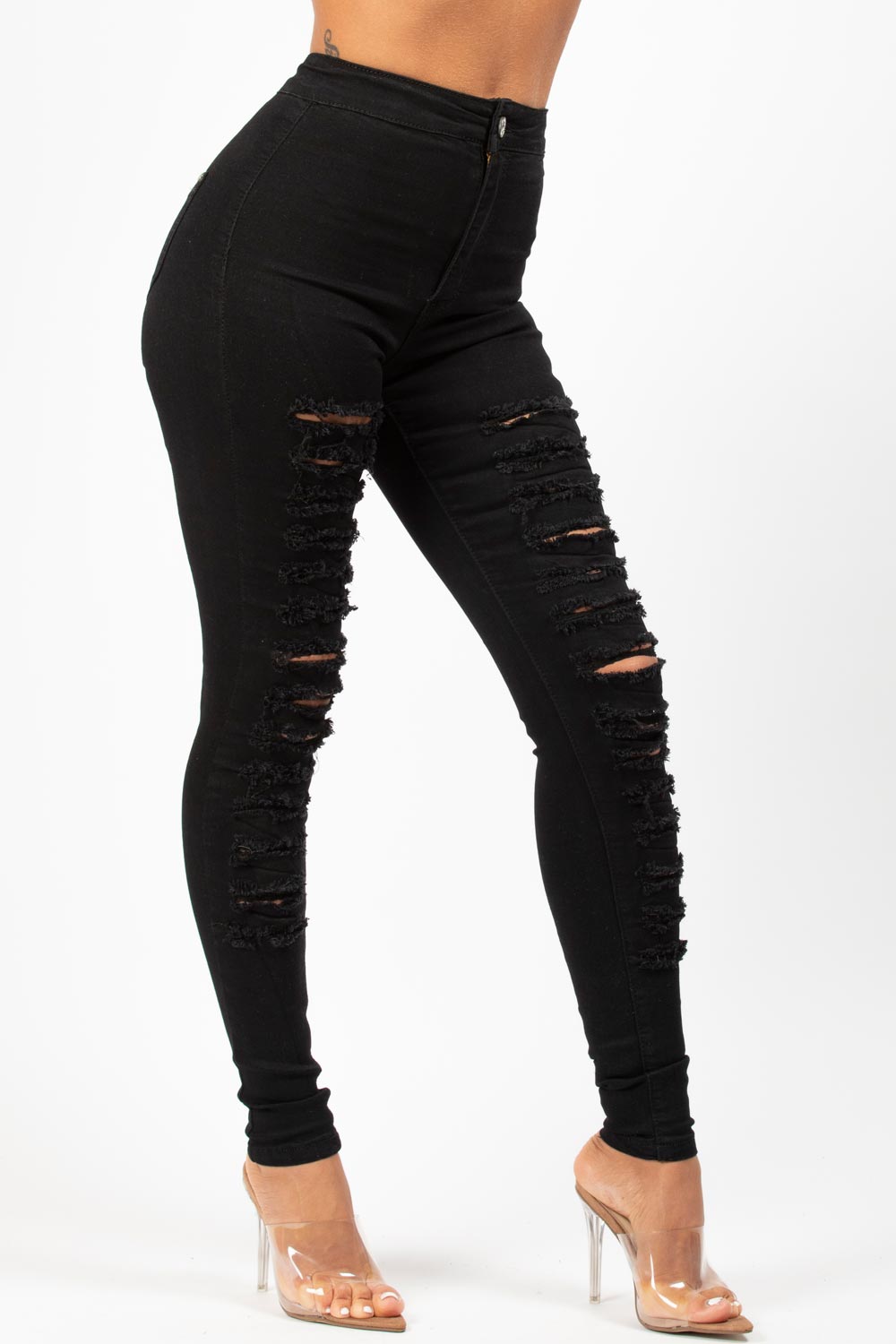 Womens Black Ripped Skinny Jeans High Waisted – Styledup.co.uk