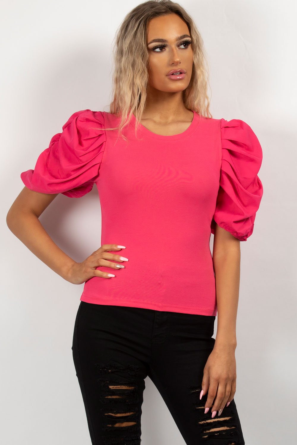 ruched sleeve tee