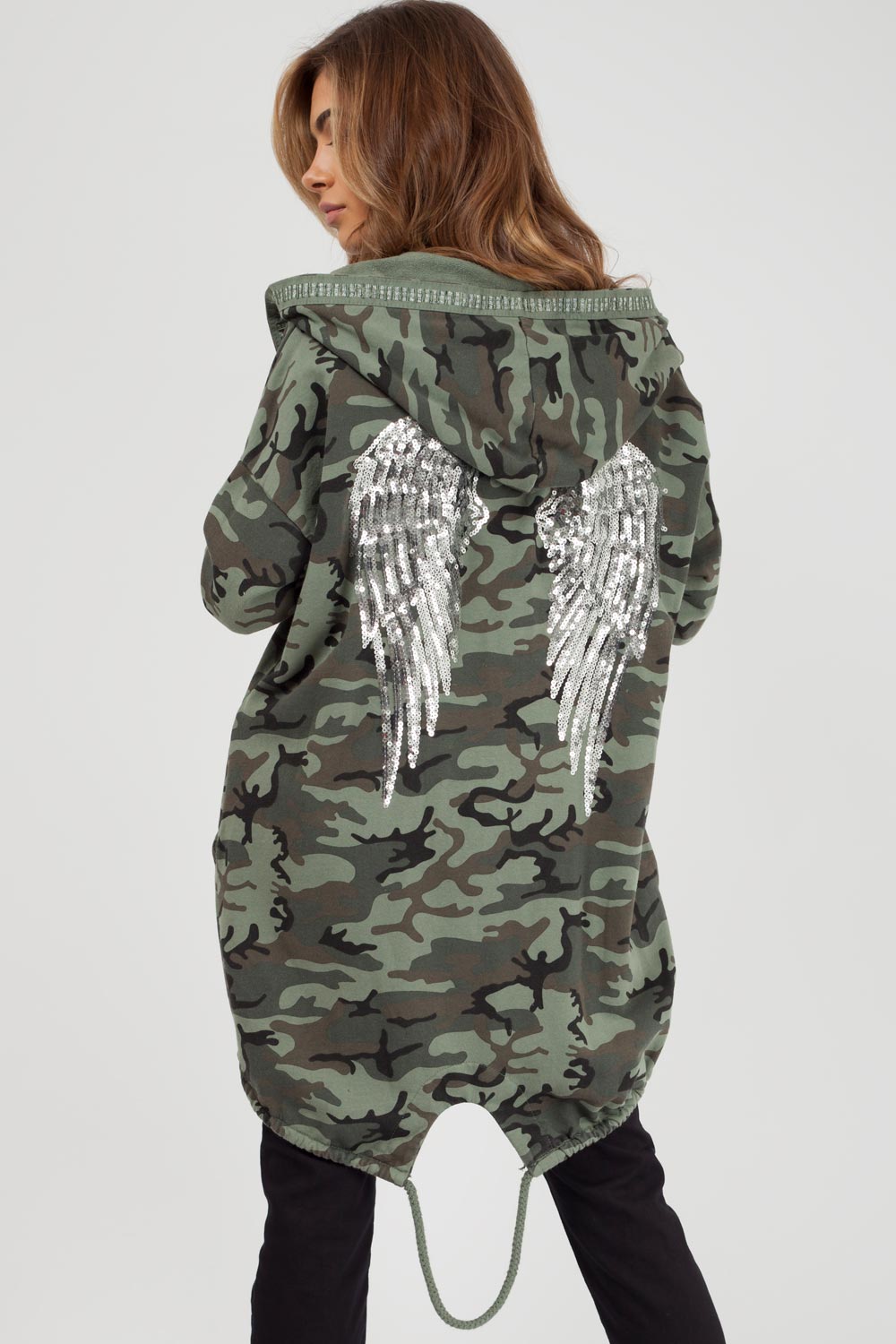 sequin angel wing hoodie