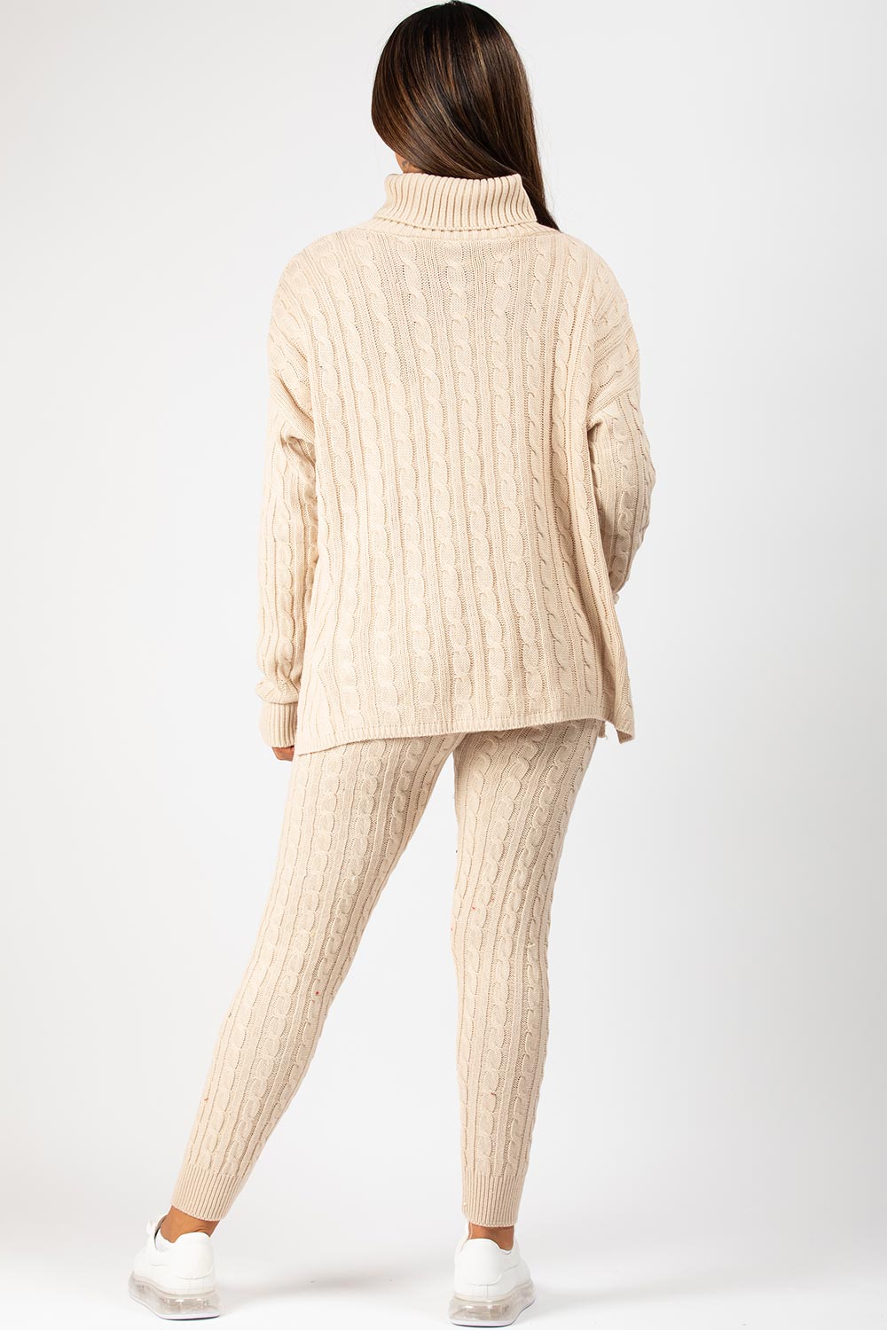 Stone Oversized Cable Knit Lounge Set Styledup.co.uk