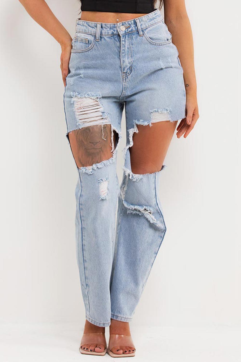 Women's Extreme Distressed Straight Leg Jeans – Styledup.co.uk