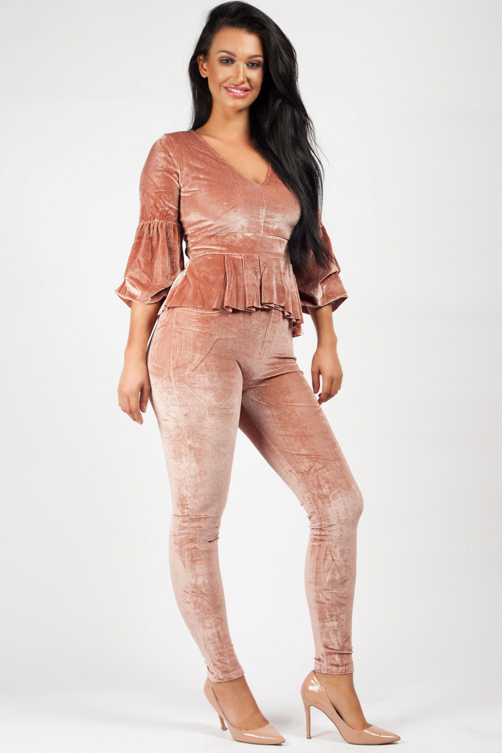 beige velour tracksuit