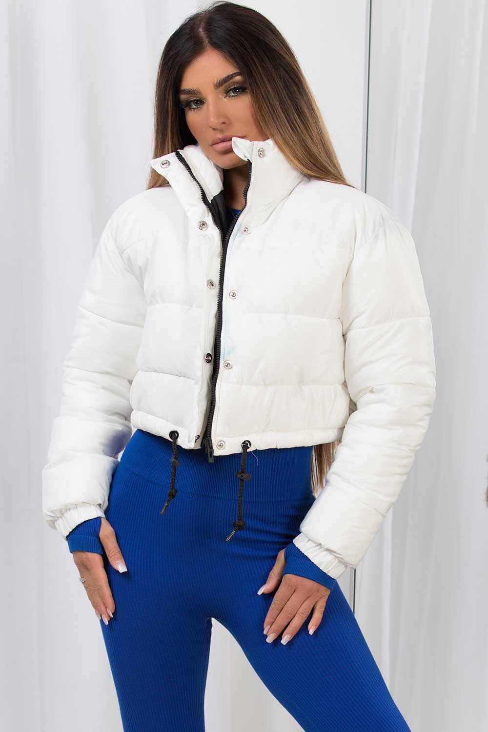 Women's White Crop Puffer Jacket Sale – Styledup.co.uk