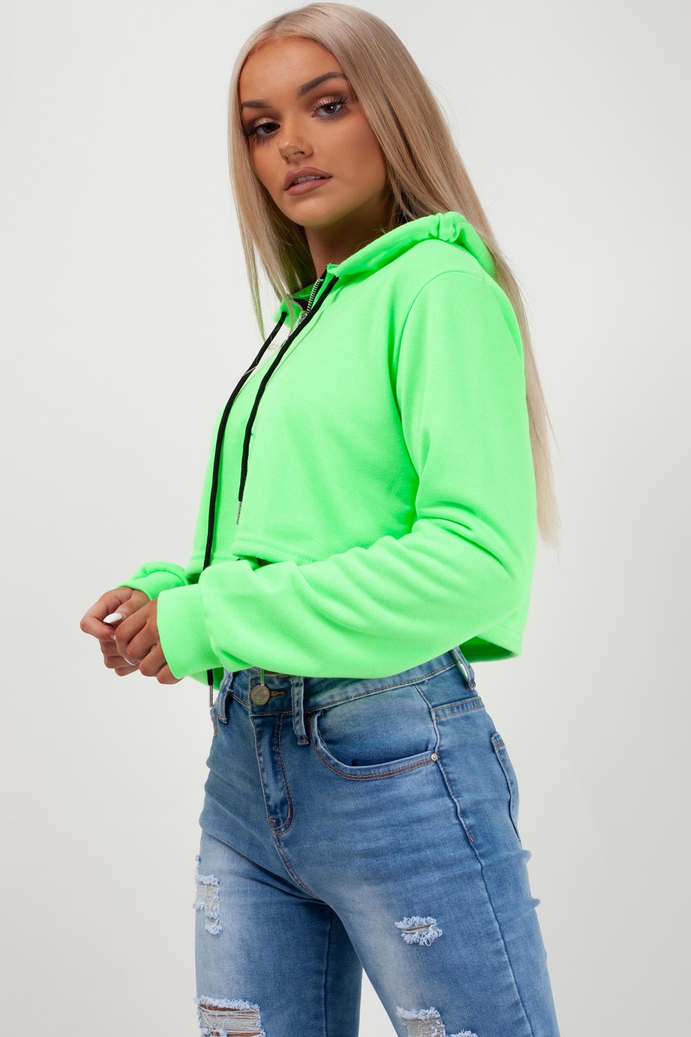 Neon Green Oversized Drawstring Waist Hoodie – Styledup.co.uk