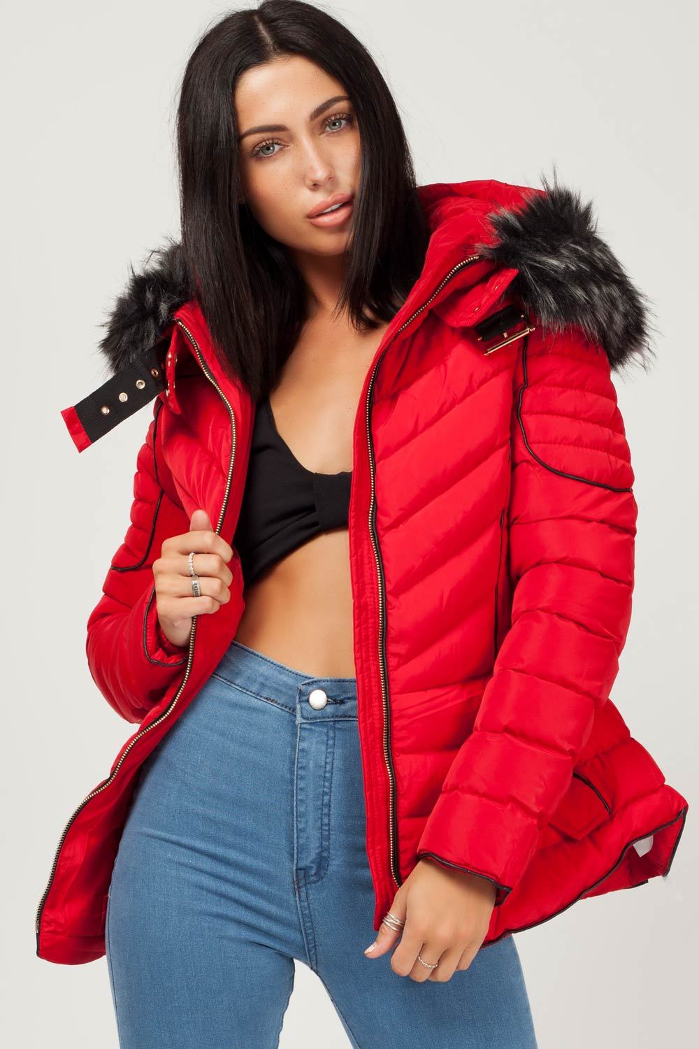 Fur Hooded Quilted Puffer Coat 