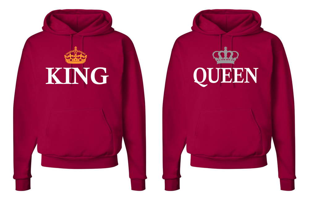 King Queen Hoodies Crown Couples Matching His Hers Sweatshirts Customteezpdx