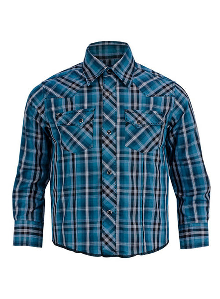 Wrangler Boy's Fashion Snap Long Sleeve Shirt | Be (Baby) Cowboy | PBR Shop