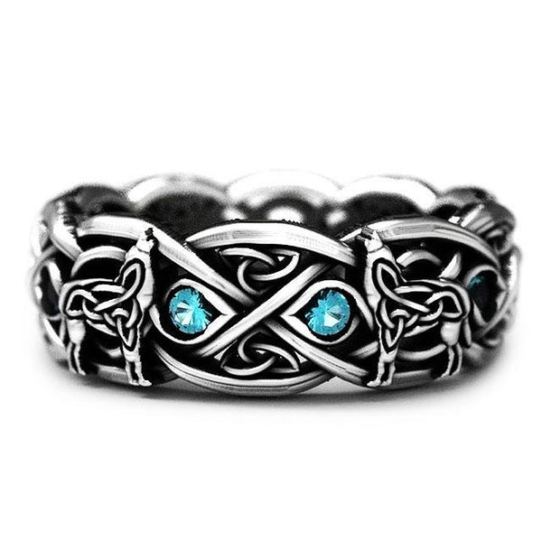 Celtic Knot Wolf Silver Ring