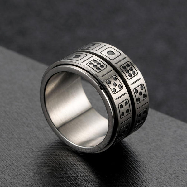 Game Dice Stainless Steel Spinner Ring