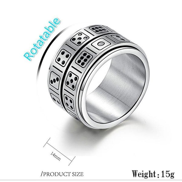 Game Dice Stainless Steel Spinner Ring