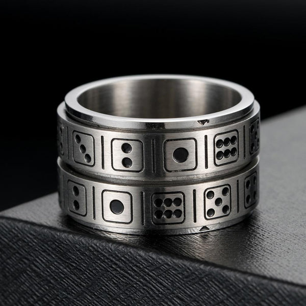 Game Dice Stainless Steel Spinner Ring