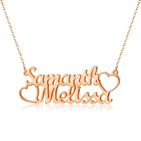 name necklaces - rose gold Personalized Two Names Necklace