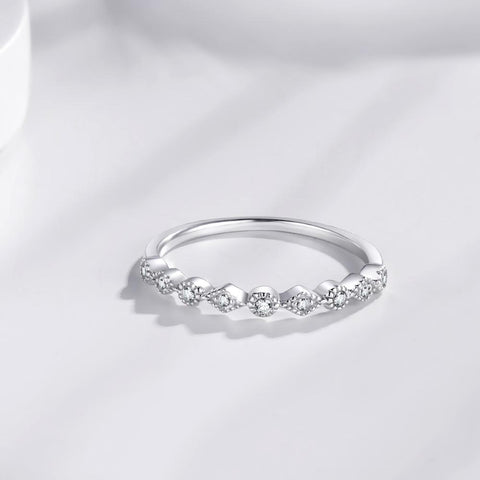 simple minimalist sterling silver cubic zirconias womens ring