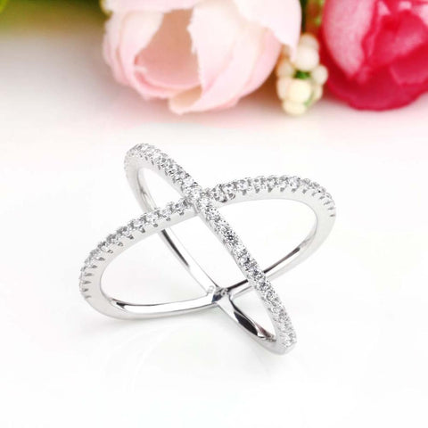 Silver wrapping cross ring - Sterling Silver Womens Ring