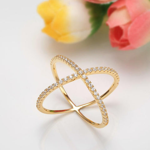 gold wrapping cross ring - Sterling Silver Womens Ring
