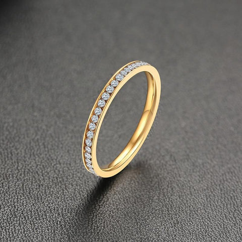 womens gold ring - simple minimalist cubic zirconia ring for her
