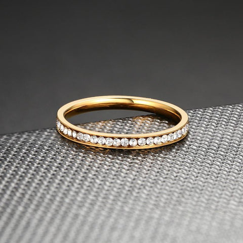 womens gold ring - simple minimalist cubic zirconia ring for her